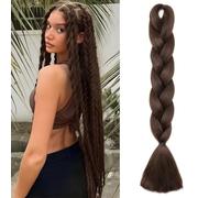 Benehair Braiding Hair Long Braids Extensions Hair 24 Inches Colorful Synthetic Hair for Braid Human Braiding Hair Brown Hair Extensions for Women(Brown, 100g)