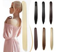 Benehair Claw Clip in Ponytail Hair Extensions, 26 Inches Long Straight Ponytail Extensions Claw Clip Hair Extensions Synthetic Hair Pieces for Women(Blonde, 170g)