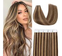 Benehair Invisible Tape in Hair Extensions #4P27 Medium Brown Mixed Dark Blonde Real Human Hair Weft Remy Hair Extensions 14 Inches (30 g)