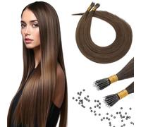 Benehair Nano Ring Hair Extensions Real Human #4 Medium Brown Hair Extensions Nano Straight Remy Invisible 50g/Pack 14 Inches