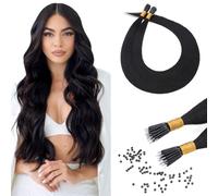 Benehair Nano Ring Hair Extensions Real Human Hair Extensions Nano Straight Remy Invisible 50g/Pack #1 Jet Black 22 Inches