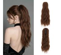 Benehair Ponytail Extension 20 Inch Curly Clip in Claw Hair Extensions Natural Multi Layered Fluffy Clip in Ponytail Synthetic Hair Piece for Women Girls Auburn