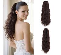 Benehair Ponytail Extension 20 Inch Curly Clip in Claw Hair Extensions Natural Multi Layered Fluffy Clip in Ponytail Synthetic Hair Piece for Women Girls Natural Brown