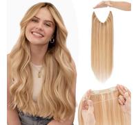 Benehair Secret Wire in Hair Extensions Real Human One Piece Adjustable #12P613 Golden Brown Mix Bleach Blonde Invisible Headband Hair Extension with Clips Straight 20 Inches (70g)