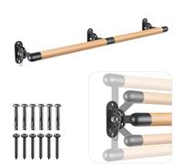 BeneLabel 170cm Ballet Barre, Adjustable Wooden Dance Stretching Bar Wall Mounted Home Barre Workout Equipment with Metal Support Bracket Holder for Girls Kids and Adults, 4cm Diameter