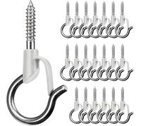 BeneLabel 20pcs Christmas Light Hook Screw-in Hanger for Outdoor Garden Hanging Plant, String Wire, Cups, Kitchen Utensils with Safety Buckle, 4.8cm / 40lbs, White