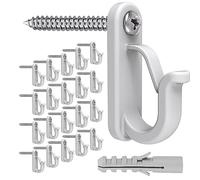 BeneLabel 20pcs Christmas Light Hook Screw-in Hanger for Outdoor Garden Hanging Plant, String Wire, Cups, Kitchen Utensils with Safety Buckle & Expansion Anchor, 4.5cm / 20lbs, Grey
