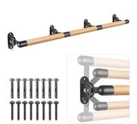 BeneLabel 250cm Ballet Barre, Adjustable Wooden Dance Stretching Bar Wall Mounted Home Barre Workout Equipment with Metal Support Bracket Holder for Girls Kids and Adults, 4cm Diameter