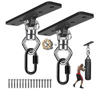 BeneLabel 2pcs Swing Hanger Bearing, 4 Hole Hammock Ceiling Hook 360 Swivel Punching Bag Wall Beam Bracket with Carabiner for Yoga Rope/Aerial Hoop Wood/Concrete Suspension Mounting Kit,900lbs/Rhombus