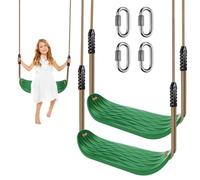 BeneLabel 2pcs Swing Seat, Kids Hard Plastic Swings Indoor/Outdoor Child Tree Swinging Board with Adjustable 130-200cm Rope for Baby/Teens, Green Water Ripples / 250lbs