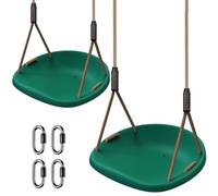 BeneLabel 2pcs Swing Seat, Kids Hard Plastic Swings Indoor/Outdoor Child Wide Tree Swinging Board with Adjustable 150-200cm Rope for Baby/Teens/Adults, Green Concaved / 600lbs