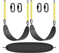 BeneLabel 2pcs Swing Seat, Kids Soft Plastic Swings Indoor/Outdoor Child Tree Swinging Board with Adjustable 180cm Metal Chain for Toddler/Baby/Teens/Adult, Black "U" Shape / 600lbs