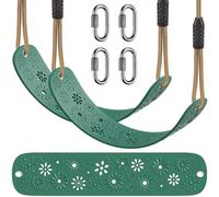 BeneLabel 2pcs Swing Seat, Kids Soft Plastic Swings Indoor/Outdoor Child Tree Swinging Board with Adjustable 130-200cm Rope for Toddler/Baby/Teens/Adult, Green Flower / 600lbs