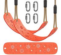 BeneLabel 2pcs Swing Seat, Kids Soft Plastic Swings Indoor/Outdoor Child Tree Swinging Board with Adjustable 130-200cm Rope for Toddler/Baby/Teens/Adult, Orange Flower / 600lbs