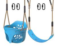 BeneLabel 2pcs Swing Seat, Kids Swing Soft Plastic Bucket Swing Indoor/Outdoor Child Tree Board with High Back&Adjustable 130-200cm for 1-3 Years Toddler/Baby/Adult, Blue Elephant&Flower/600lbs