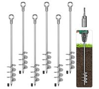 BeneLabel 6 Pcs 24" Heavy Duty Ground Anchor Screw in Swing Set Anchor 2.7" Dia Trampoline Anchors High Wind Camping Tent Anchors for Mobile Home, Shed, Swingset, Sky Canopy, RV Awning, Silver
