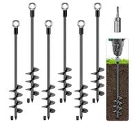 BeneLabel 6 Pcs 24" Heavy Duty Ground Anchor Screw in Swing Set Anchor 2.7" Dia Trampoline Anchors High Wind Shed Anchors for Mobile Home, Camping Tent, Swingset, Canopy, RV Awning, Black