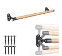 BeneLabel 90cm Ballet Barre, Adjustable Wooden Dance Stretching Bar Wall Mounted Home Barre Workout Equipment with Metal Support Bracket Holder for Girls Kids and Adults, 4cm Diameter