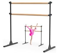 BeneLabel Ballet Barre Freestanding, Portable Ballet Bar 10 Height Adjustable Wooden Stretching Dance Bar for Girls Kids Adults Home Workout Fitness Yoga, 120 x 71cm/Black