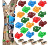 BeneLabel Climbing Holds, 18pcs Rock Wall Grips Kids Adult Climber Large Colorful Stones Set with 6 Ratchet Straps for Indoor Outdoor Climbing Frame Tree House Playground Ninja Warrior Obstacle Course