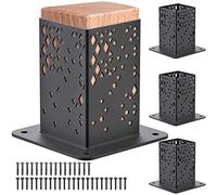 BeneLabel Fence Post Base, 4pcs Decking Post Bracket Bolt Down Fence Post Holder Pergola Support Bracket for Railing Pavilion Porch Mailbox Wooden Fence Post, Inner Size 90x90mm