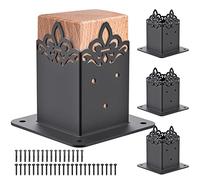 BeneLabel Fence Post Base, 4pcs Decking Post Bracket Bolt Down Fence Post Holder Pergola Support Bracket for Railing Pavilion Porch Mailbox Wooden Fence Post Creative Decor, Inner Size 90x90mm
