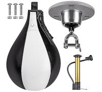 BeneLabel Punching Bag Ceiling Hanger, Heavy Duty Speed Bag Hook 360 Swivel Swing Beam Mounting Bracket Muay Thai Training Suspension Kit with 30 x 16cm Leather Bag & Inflator