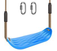 BeneLabel Swing Seat, Kids Hard Plastic Swings Indoor/Outdoor Child Tree Swinging Board with Adjustable 130-200cm Rope for Baby/Teens, Blue Water Ripples / 250lbs