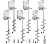 BeneLabel Tent Peg Heavy Duty, 50cm Ground Anchor Screw Trampoline Stake 6pcs Metal Climbing Frame Earth Sand Spiral 5cm Wind Storm Spike for Swing/Camping/Shed/Dog/Carport/Canopy with Fixed Plate