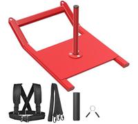 BeneLabel Weight Sled, Gym Fitness Sled Weighted Pull Push Sledge Athletic Exercise Equipment for Grass Speed Running Training Strength Improvement with Harness Vest/Strap for 2.5-5cm Plate, Red