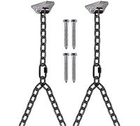 BeneLabel Wood Celing Hanger 2pcs Hammock Swing Chair Hanging Screw 180° Swivel Silent Bushing Hardware Carabiner Set Black 2M "Y" Chain for Indoor Outdoor Playground Chair, 1000lbs