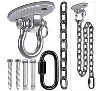 BeneLabel Wood/Concrete Celing Hanger 180° Swivel Hammock Swing Hanging Screw Bolt Hardware Metal Oval Bracket 1M Black Chain Carabiner for Outdoor Playground Chair Yoga Rope Punching Bags, 1000lbs