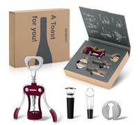 Wine Opener Gift Set Premium Wing Corkscrew Wine Bottle Opener with Multifunctional Bottles Opener, Wine Foil Cutter, Wine Vacuum Stopper, Wine Aerator Pourer Upgrade for Wine Lovers Man Woman