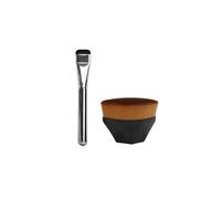 Benepoint 2Pcs Makeup Brush Set Foundation and Concealer Brushes, 1Pc Flat Foundation Brush For Liquid Makeup and 1Pc Small Round Brush for Concealing and Contouring (A)