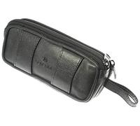 benerini Soft Black Goat Leather Double Spectacle Glasses Case with Belt Loops - Key Ring Loop