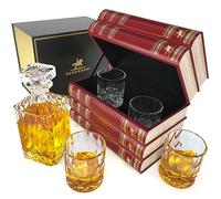 BENESSARI Whiskey Decanter Gift Set - Fake Book Tantalus Bourbon Cocktail Glasses Set of 4, Crystal Scotch Whiskey Glasses, Old Fashioned Liquor Men Gift, Bar, Kitchen Decor, Whisky Glass Sets