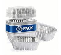 Benestanti 30 Pcs Disposable Aluminum Loaf Pans with Chear Lids, 6x3.5x2 inch 1 Lb Mini Foil Loaf Pans & Aluminum Food Containers,Small Aluminum Tin Foil Baking Pan for Cakes, Bread, Meat, Loaves