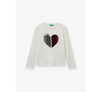 Benetton Benetton Sequin-Embellished Long-Sleeved Cotton-Jersey T-Shirt 6-14 Years Cream 10-14 Years