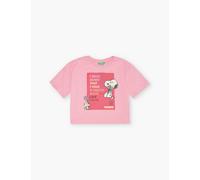 Benetton Boys Fuchsia Pink Kids Snoopy Graphic-print Short-sleeve Cotton T-shirt 6-14 Years 13-14