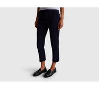 Benetton, Cropped Chinos In Stretch Cotton, Dark Blue, Women