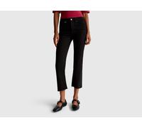 Benetton, Cropped Cotton Jeans, Size: 30, Black, Women