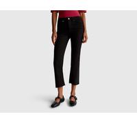 Benetton, Cropped Cotton Jeans, Size: 32, Black, Women