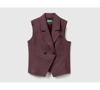 Benetton, Double-breasted Prince Of Wales Vest, Plum, Women