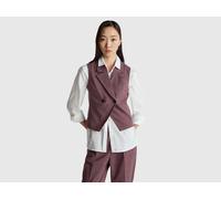 Benetton, Double-breasted Prince Of Wales Vest, Plum, Women