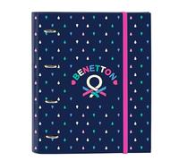 Benetton Drop - 4 Ring Binder 35 cm with 100 A4 Sheets, Ideal for Children of Different Ages, Comfortable and Versatile, Quality and Resistance, 27 x 3.5 x 32 cm