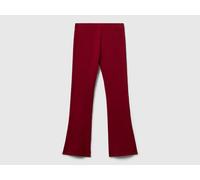 Benetton, Flared Leggings In Stretch Cotton, Size: M, Burgundy, Kids