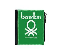 (Benetton Formula Team 80s Collection_156) Men's Women PU Leather Wallets Compact Bifold with Zipper & Multiple Card Coins Slots Black Stylish Durable Graphic Design Print for Girl Boys