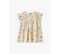 Benetton Girls Cream and Red Patt Kids Floral-print Crepe Stretch-woven Top 6-14 Years 8-9