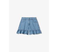 Benetton Girls Light Blue Denim Kids Frill-trim Cotton-chambray Shorts 6-14 Years 8-9
