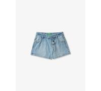 Benetton Girls Stonewash Pale Blue Kids Asymmetric-waist Regular-fit Denim Shorts 6-14 Years 11-12